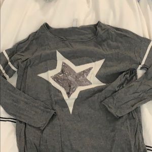Grey varsity star sequin sweater